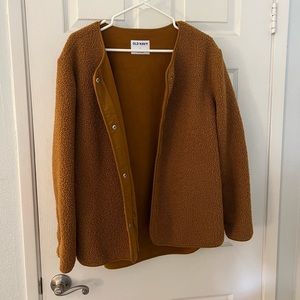Camel old navy collarless Sherpa jacket